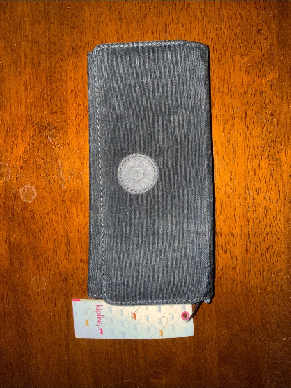 Kipling Black Suede Flip Phone Wallet Case with Logo